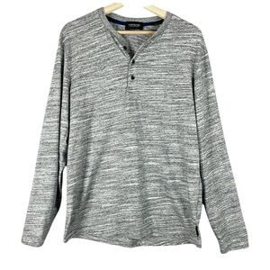 Scotch & Soda Men’s Gray Slub Henley Regular Fit Long Sleeve Shirt Size Large